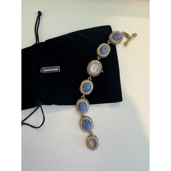 Heidi Daus Blue Scarab Crystal Framed Rare Designer Bracelet Watch - Picture 4 of 7